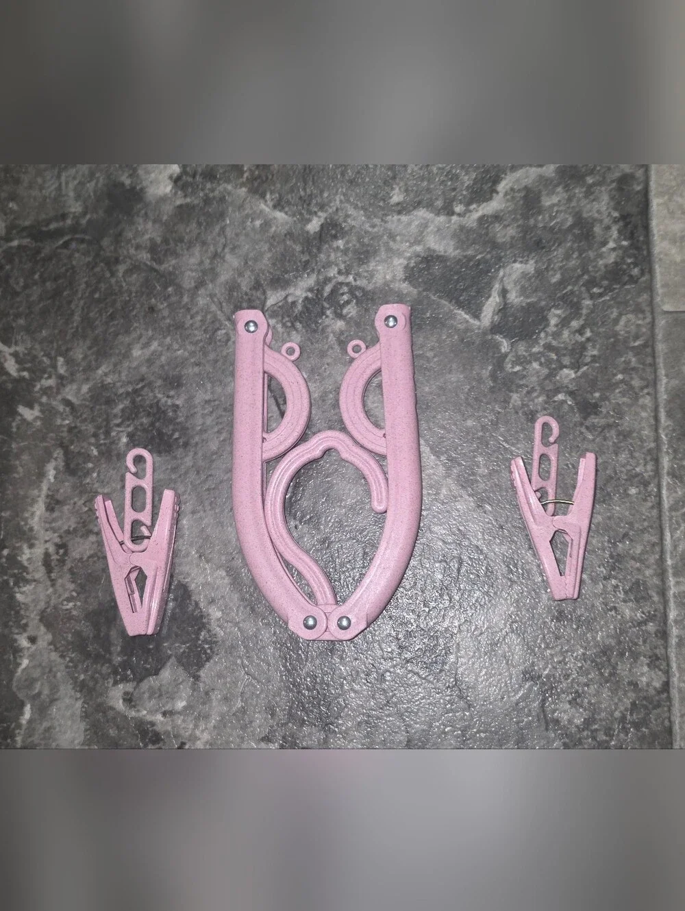 Travel Foldable Pink Plastic Hanger with Clips BNIB